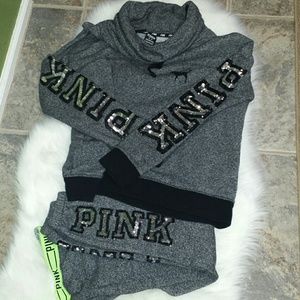 Pink Vs Bling Cowl Neck Pullover jacket/pant set